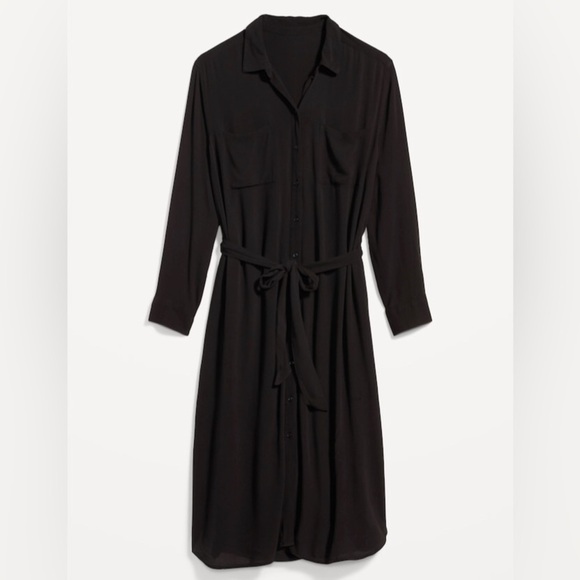 NWOT! Black Midi Shirt Dress for Women - Size Medium 💛 - Picture 4 of 8